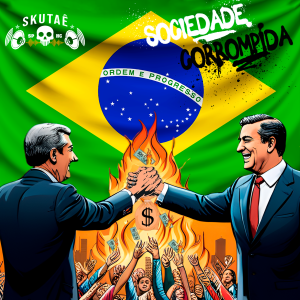 Capa do single. Bandeira do Brasil ao fundo e dois homens ao centro, dando as mãos
