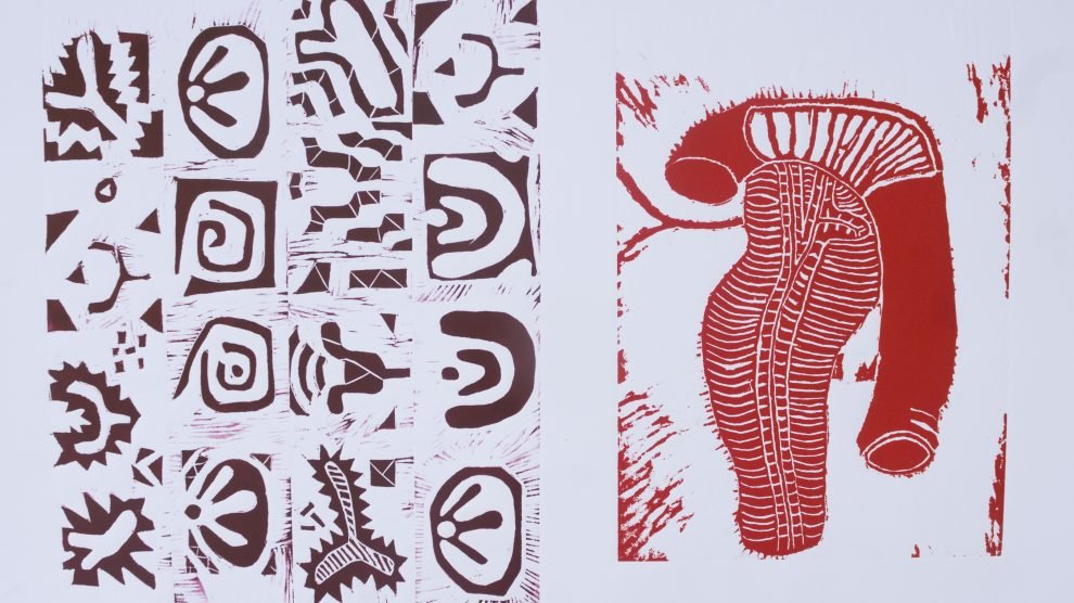 Na figura há a xilogravura do pâncreas com a criação de um ideograma, que representa a transformação das pessoas depois que aprendem