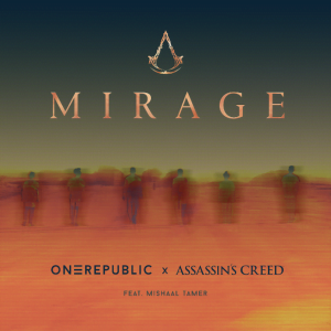 OneRepublic e Assassin's Creed anunciam o single "Mirage'. Capa: horizonte desértico e sombras.